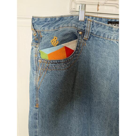 Vintage Y2K Rocawear Baggy Jeans 50W 48x33 Embroider Wide Leg Hip Hop Streetwear - Picture 4 of 9